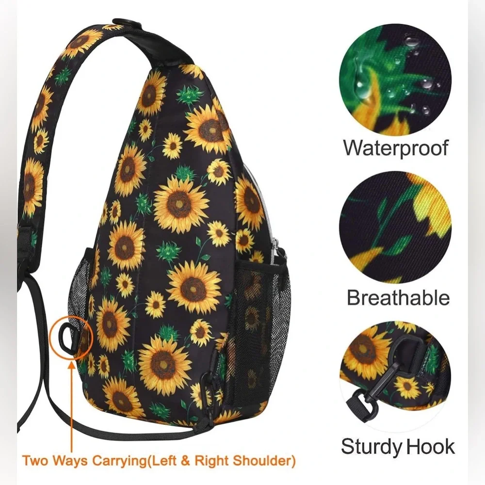 NEW Mosiso, Sunflower Sling Backpack Crossbody, Adjustable Strap